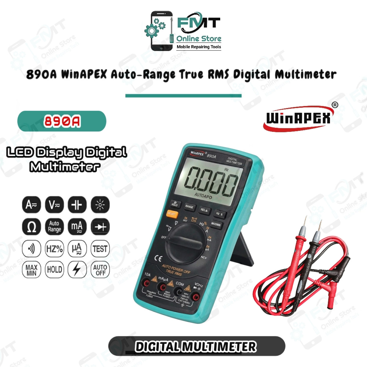 890A WinAPEX Auto-Range True RMS Digital Multimeter