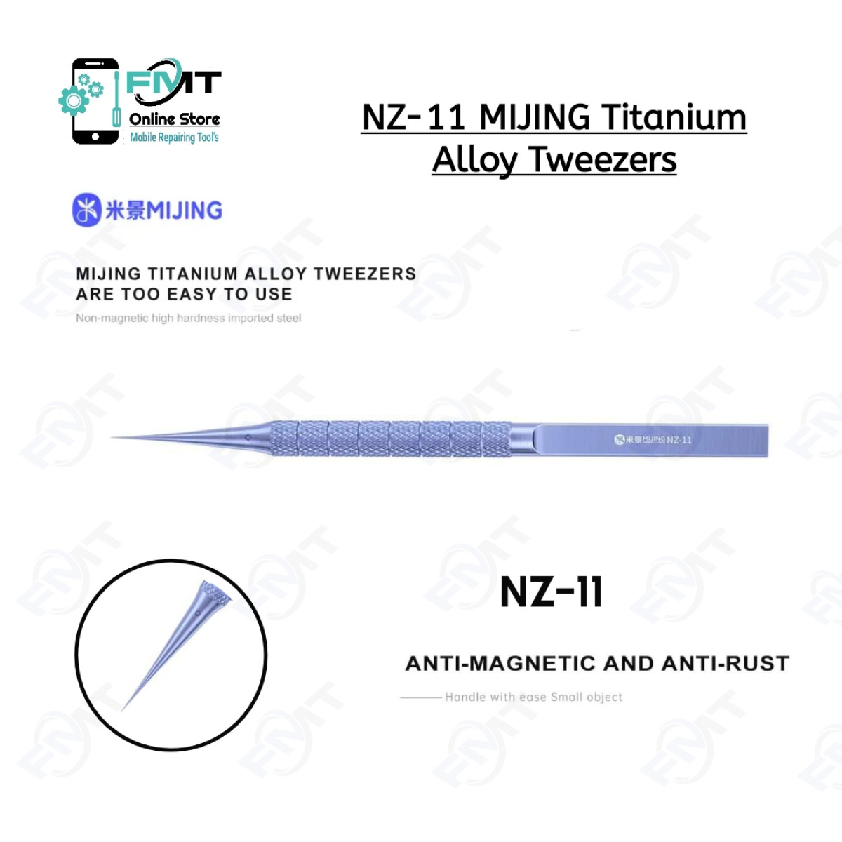 NZ-11W MIJING Bent TiTanium Alloy Tweezers